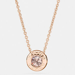 COACH | Open Circle Stone Necklace Rose Gold Toned